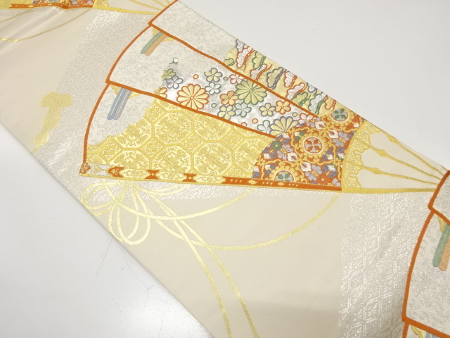 JAPANESE KIMONO / ANTIQUE FUKURO OBI / SILK / WOVEN HIGAKI PATTERN